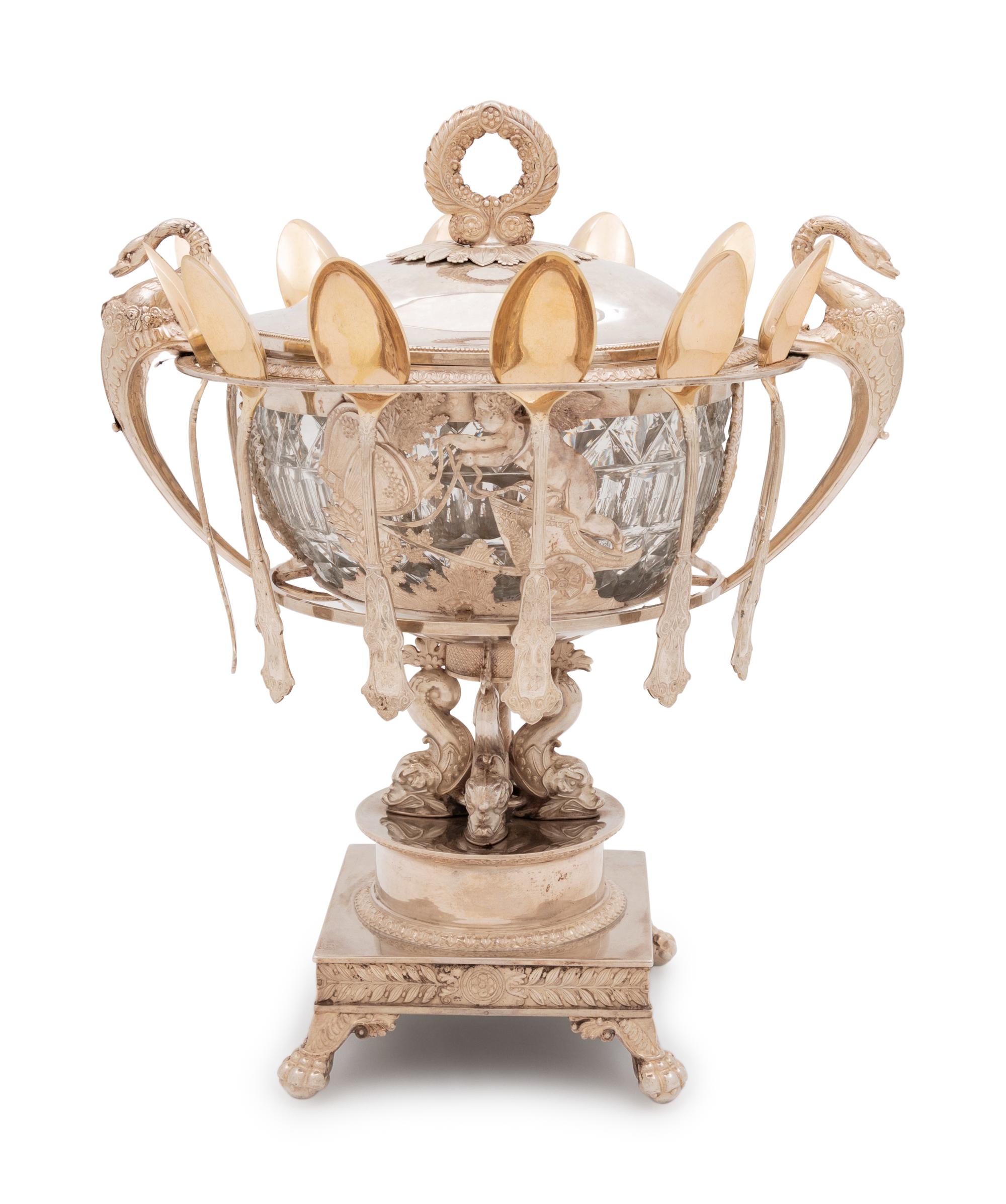 A French Silver and Cut Glass Master Sugar