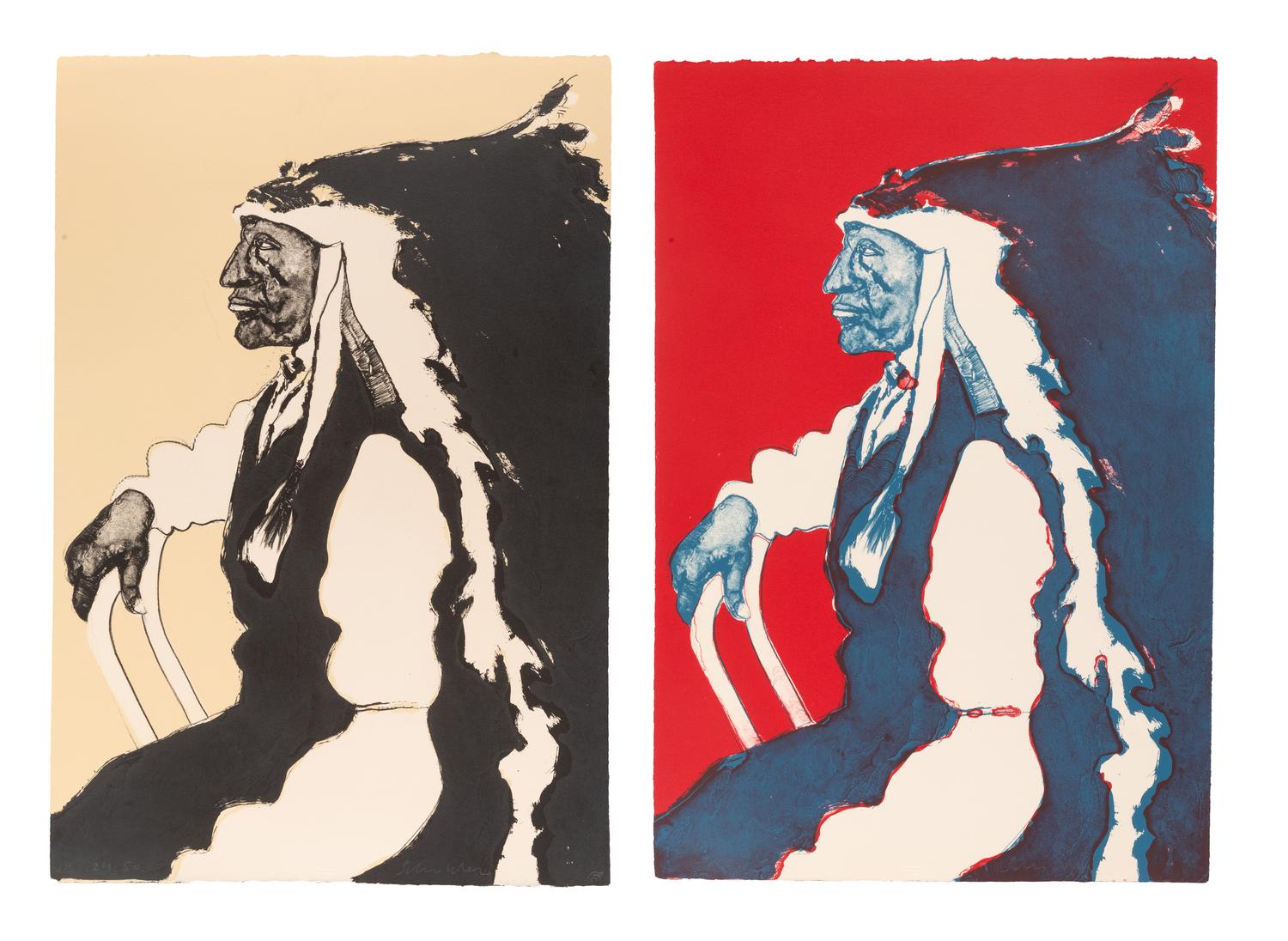 Two Works: Patriotic Indian, State I, edition 24/50 and Patriotic Indian, State II, edition 24/50