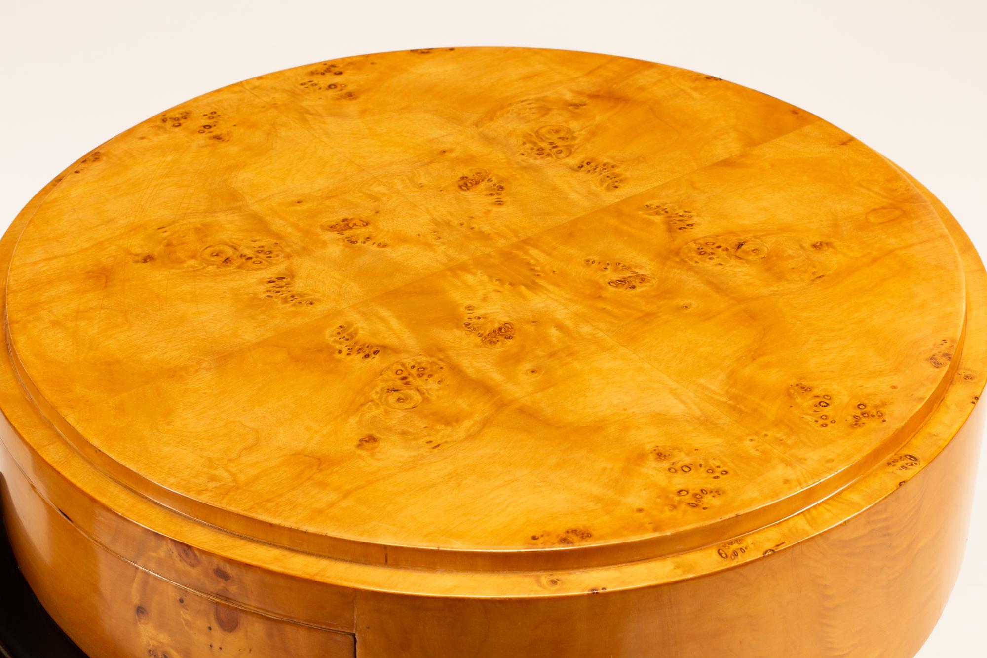 A Pair of Art Deco Style Part Ebonized Burlwood Side Tables