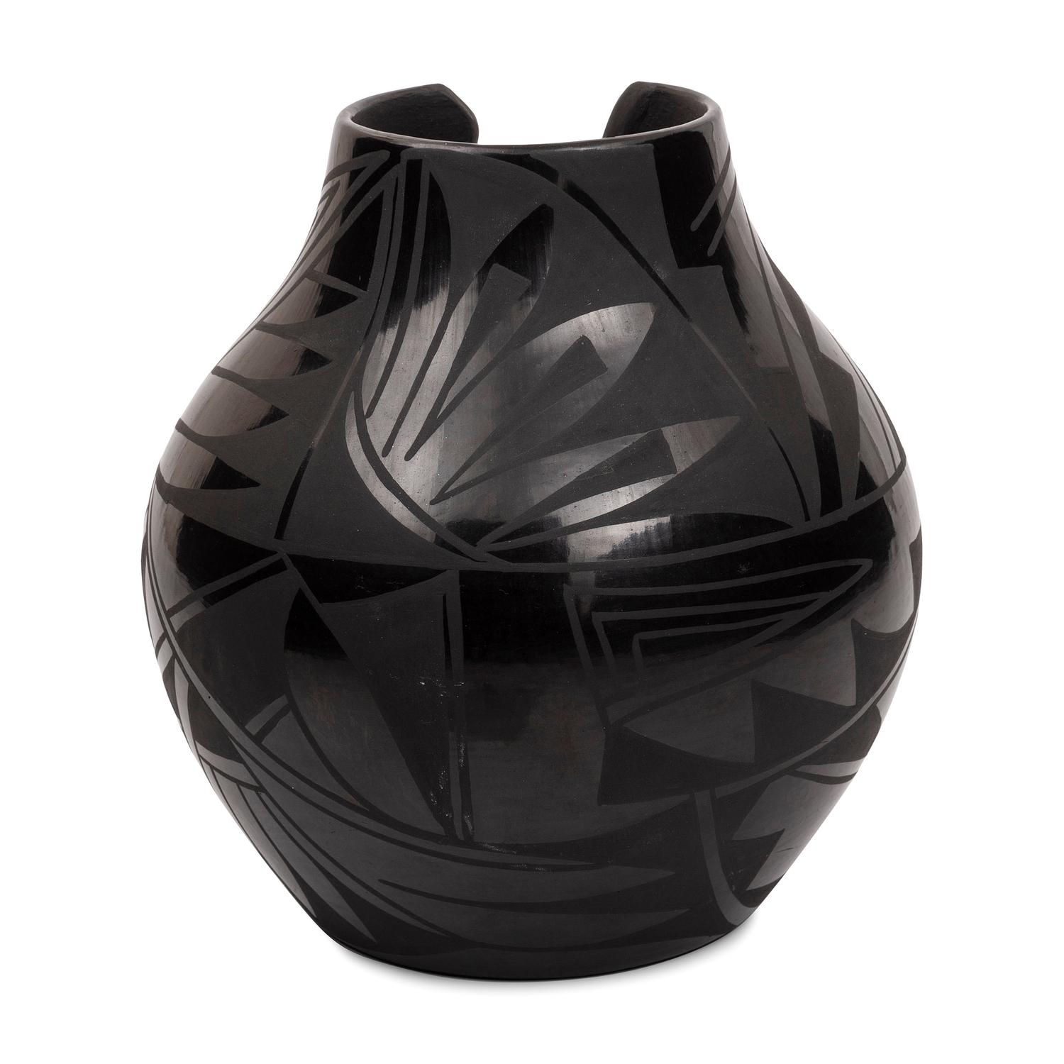 Blackware Pottery Vase, with Cutout