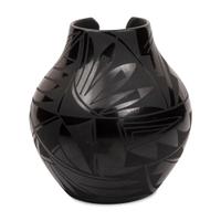 Blackware Pottery Vase, with Cutout