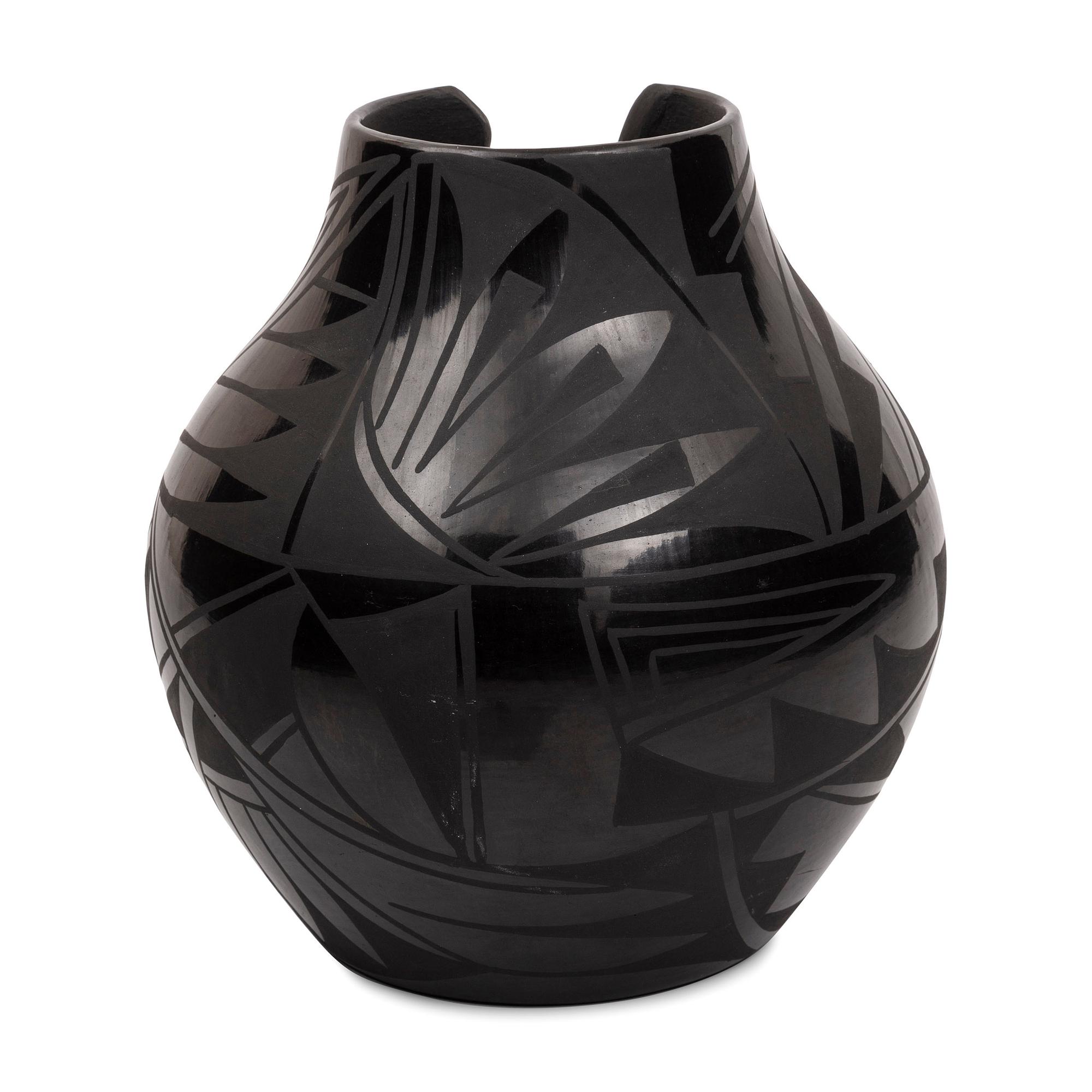 Blackware Pottery Vase, with Cutout