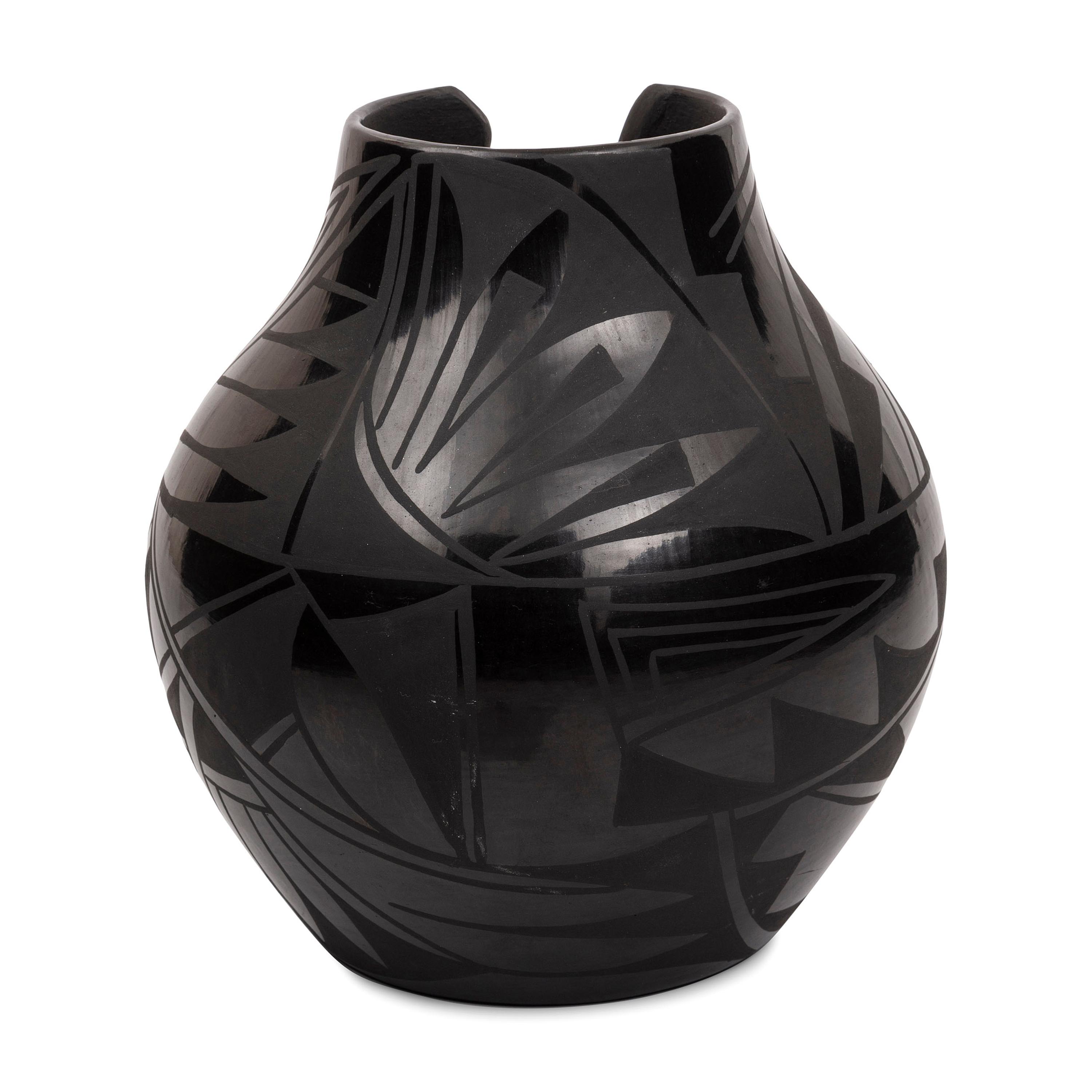 Blackware Pottery Vase, with Cutout