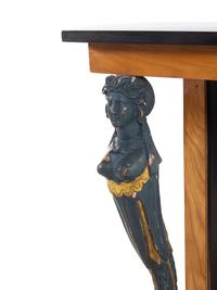 An Empire Style Painted and Parcel Gilt Walnut Console Table