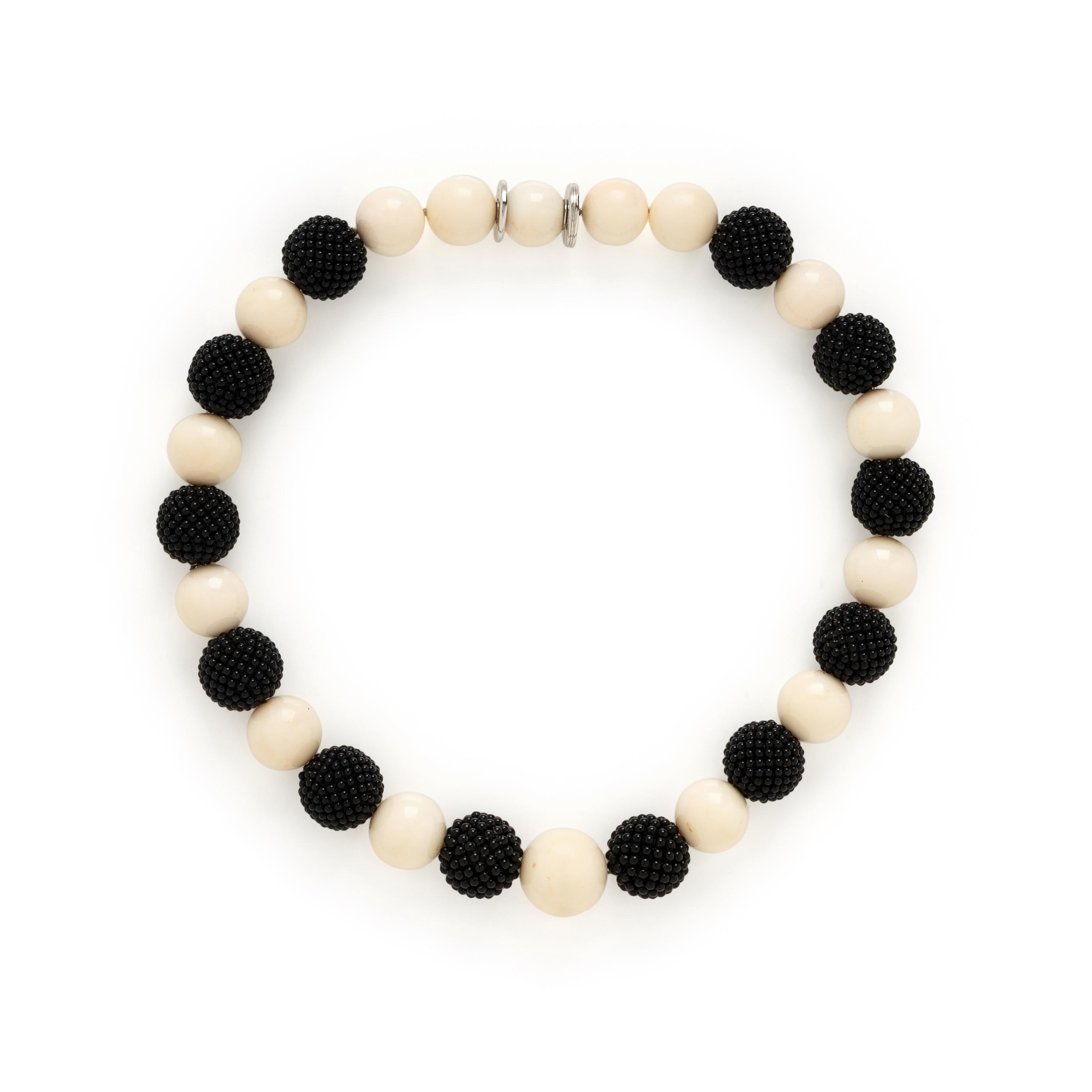 Sabbadini, Coral and Onyx Beaded Necklace