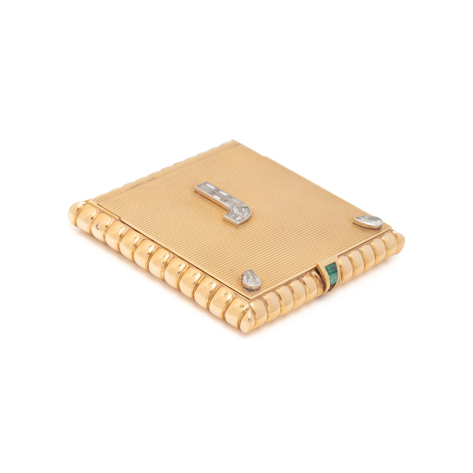 YELLOW GOLD, DIAMOND AND EMERALD COMPACT