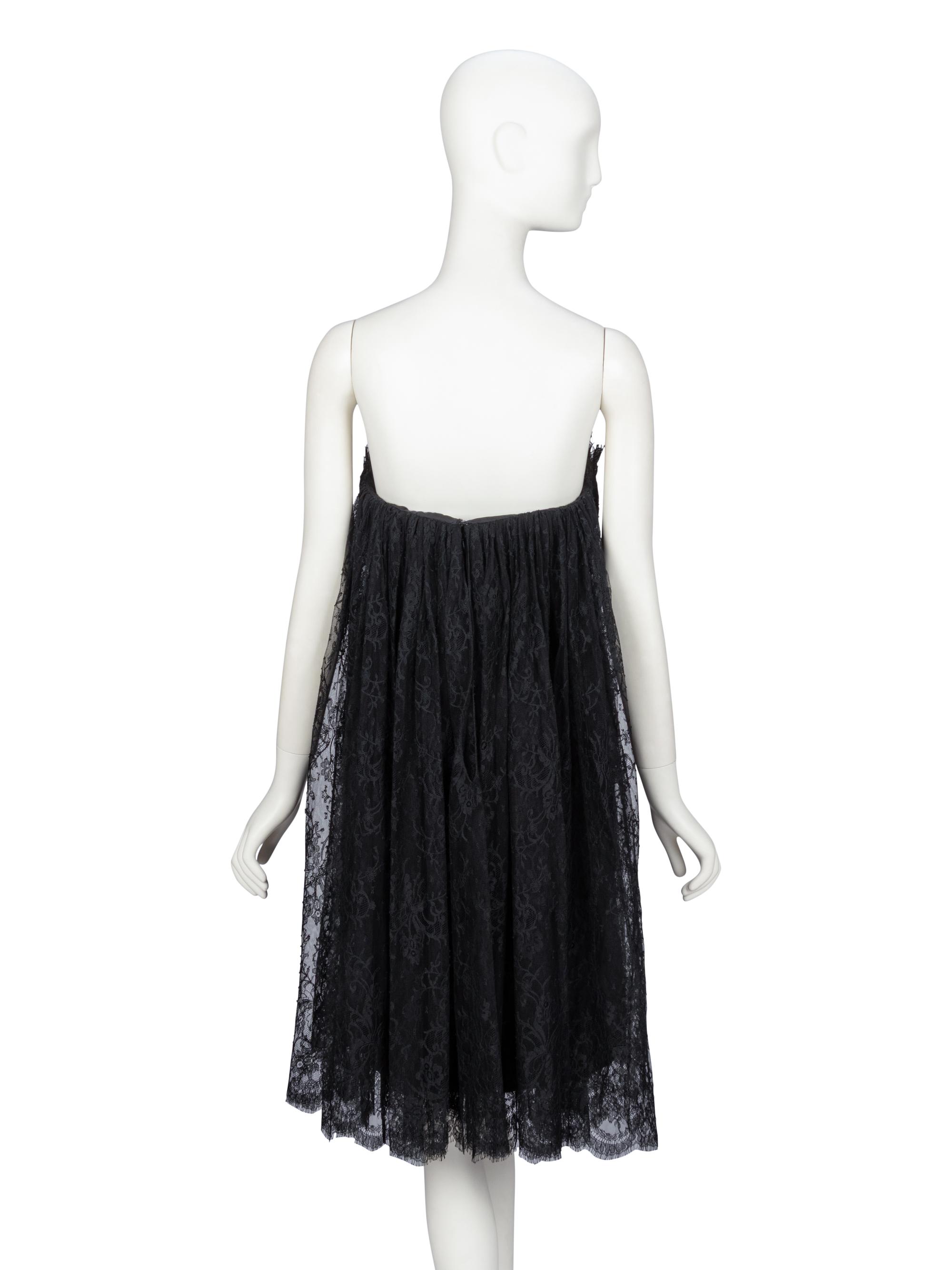 Bill Blass, Strapless Black Lace Cocktail Dress