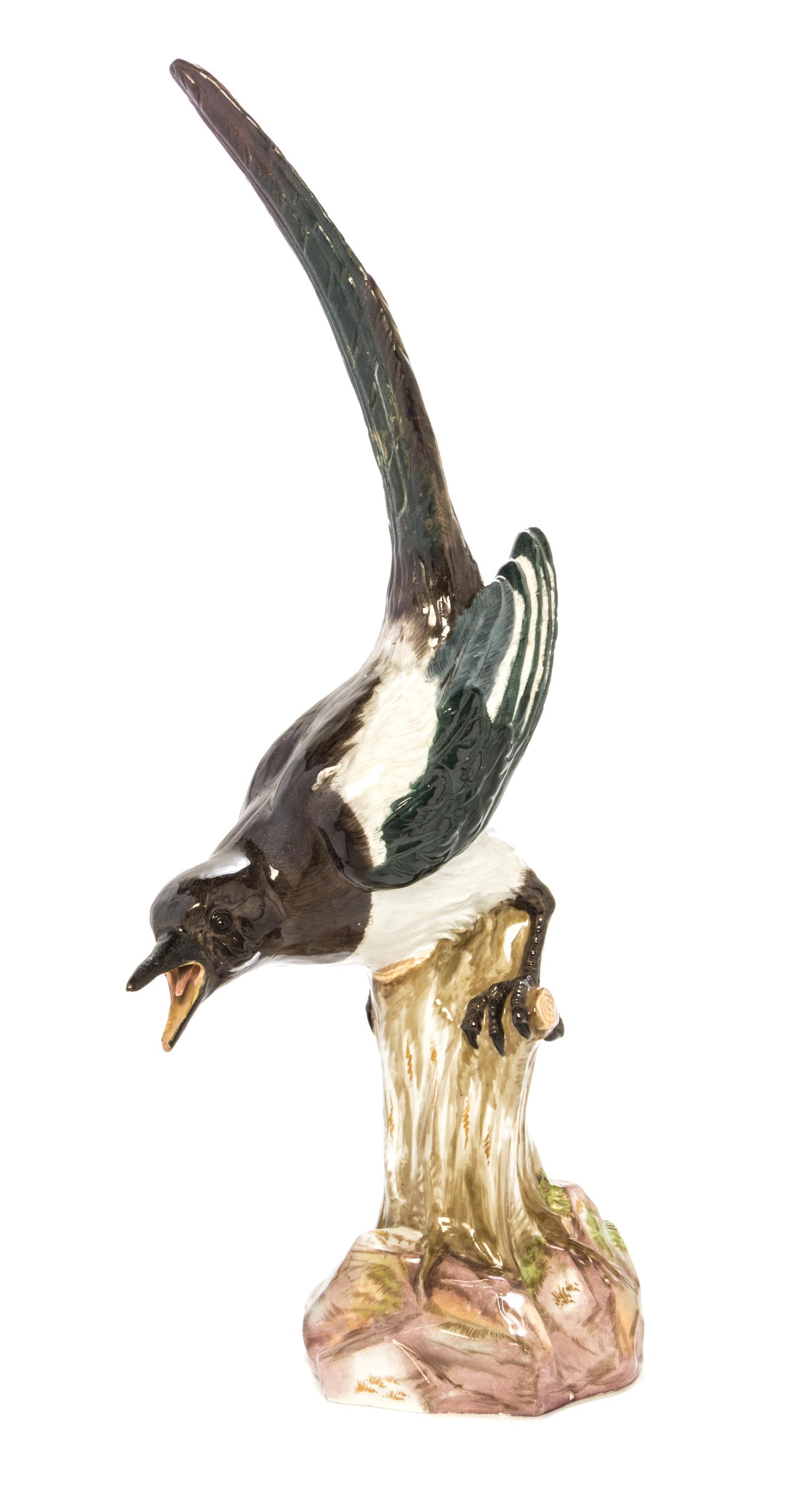 A Meissen Porcelain Model of a Bird Height 20 1/4 inches.