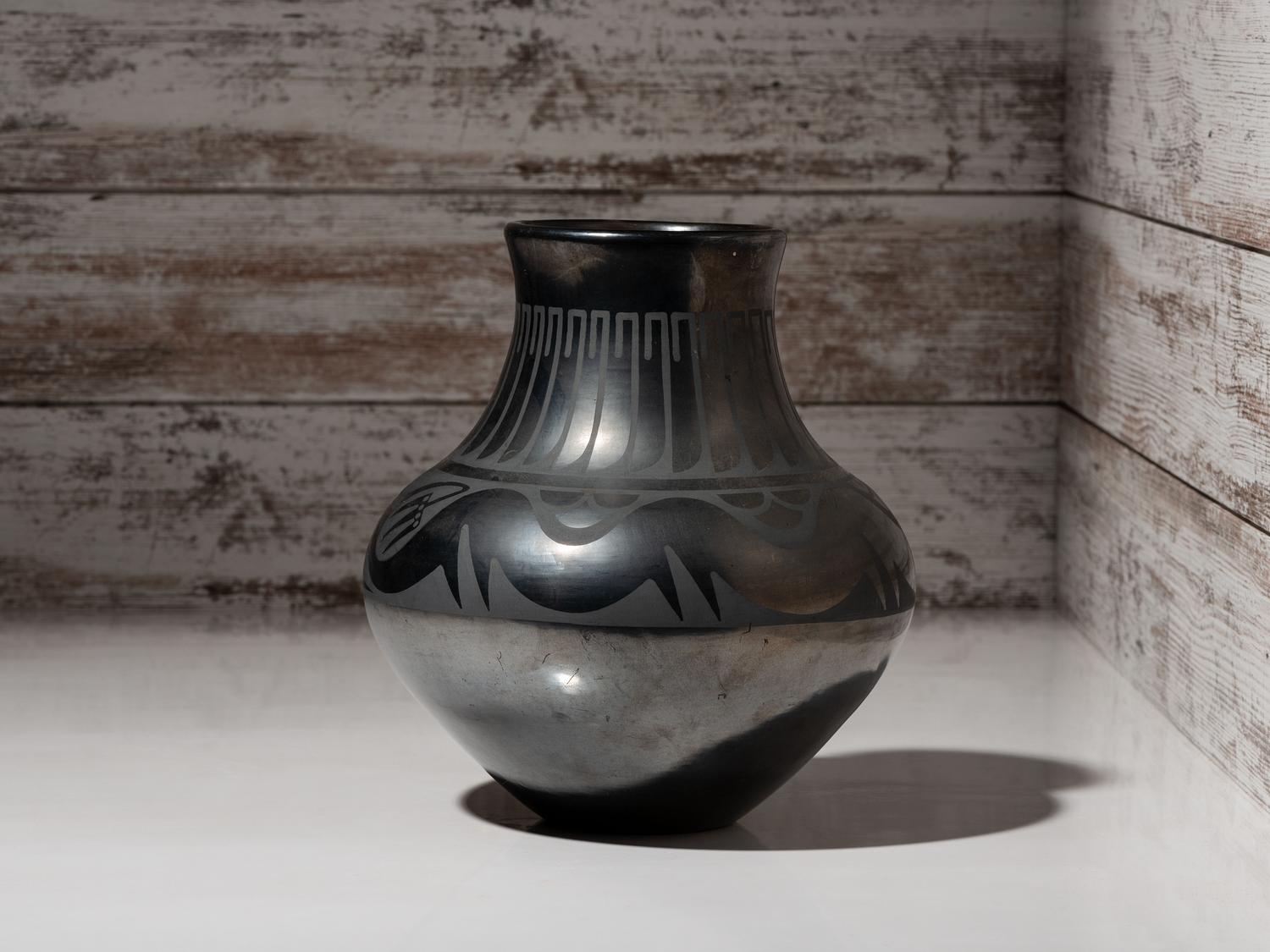 Blackware Pottery Jar, with Gunmetal Finish, July 1968