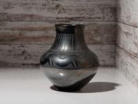 Blackware Pottery Jar, with Gunmetal Finish, July 1968