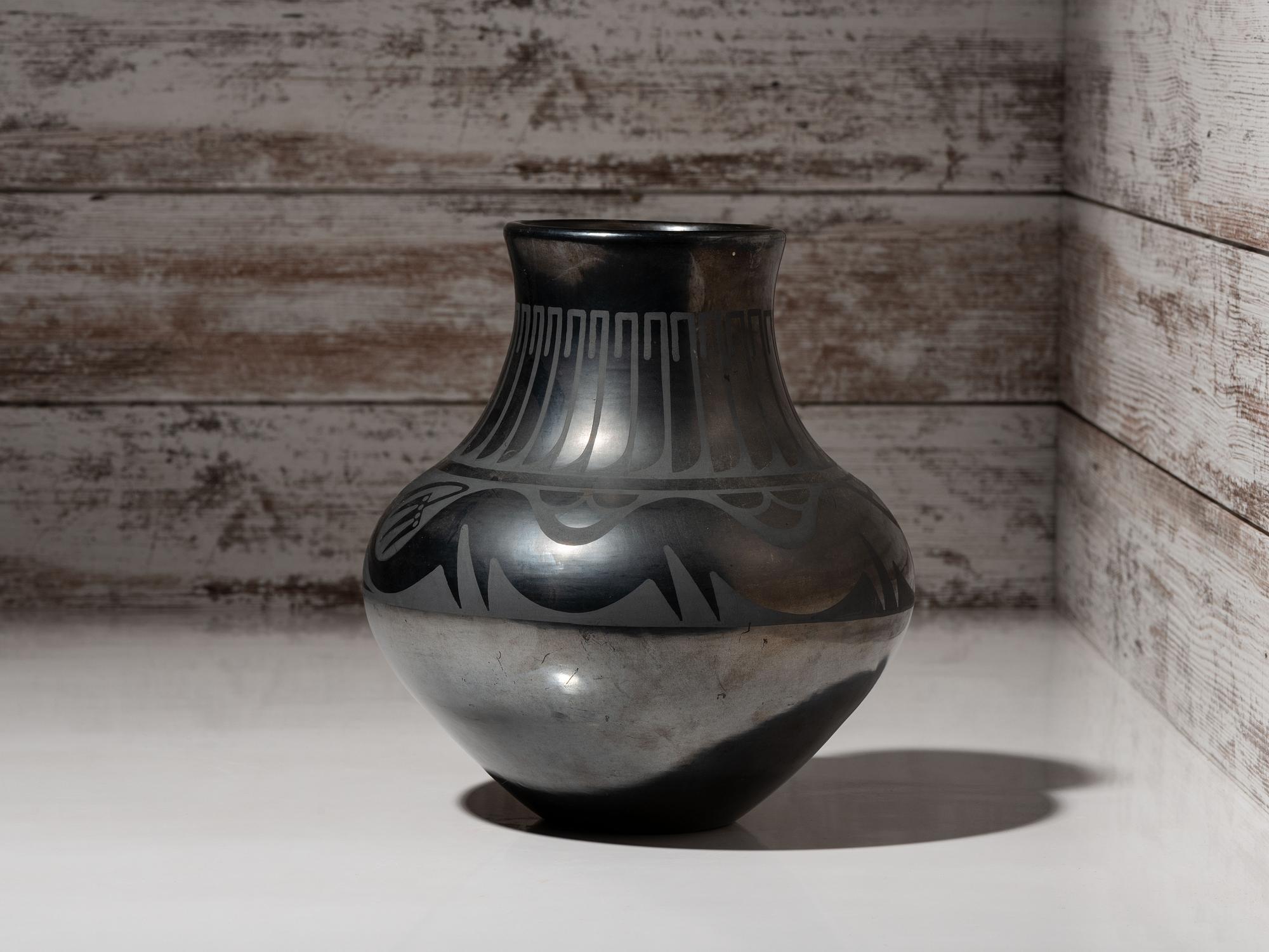 Blackware Pottery Jar, with Gunmetal Finish, July 1968
