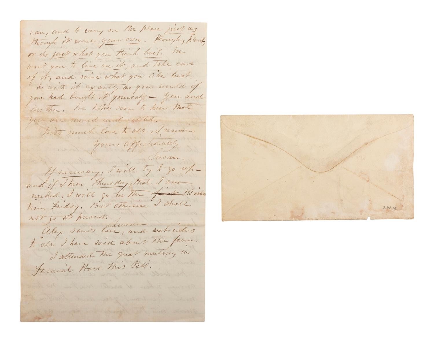 [LINCOLNIANA]. FORBES, Susan. ALS describing Boston in the wake of Lincoln's assassination.