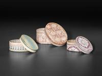 Three Wallpapered Dresser Band Boxes
