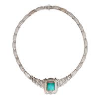 EMERALD, DIAMOND, AND WHITE GOLD NECKLACE