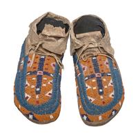 Northern Plains Beaded Hide Moccasins