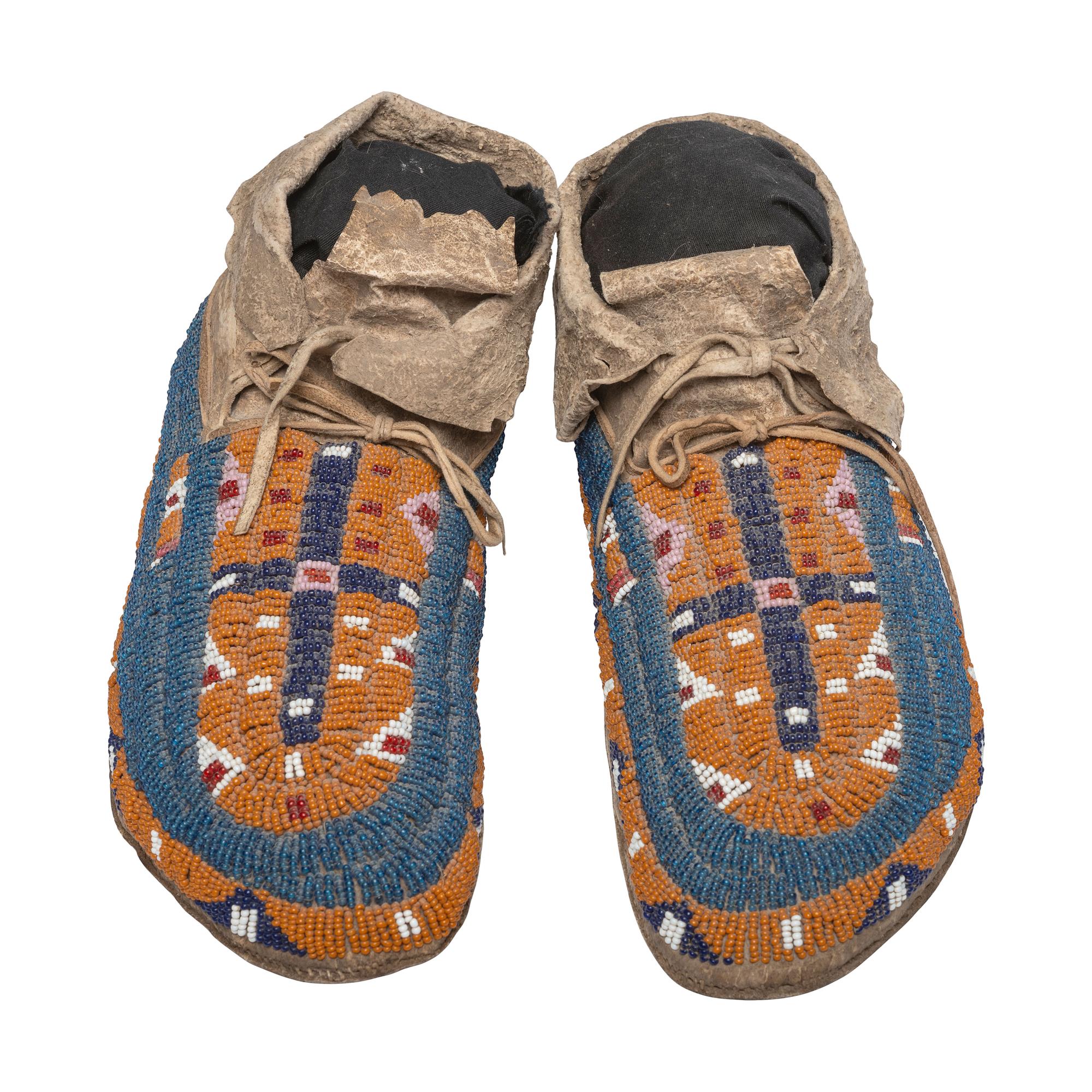 Northern Plains Beaded Hide Moccasins