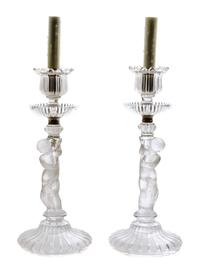 A Pair of Baccarat Figural Lamps Height 18 1/2 inches.