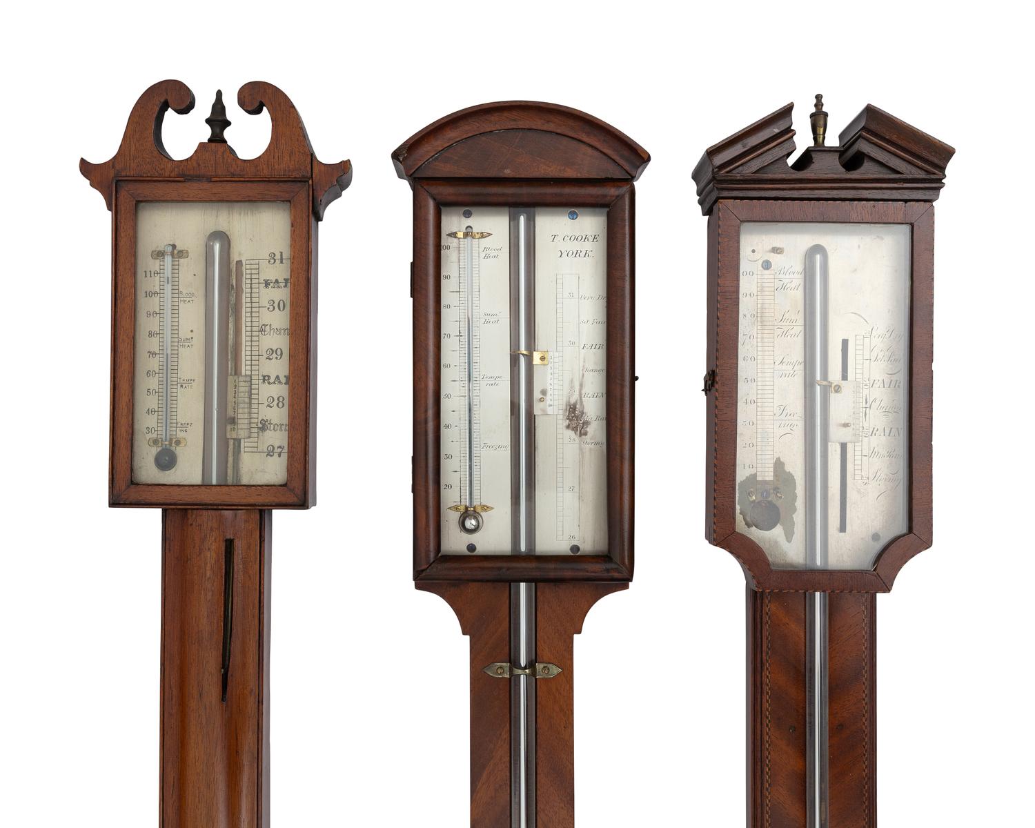 Four English Mahogany Barometers