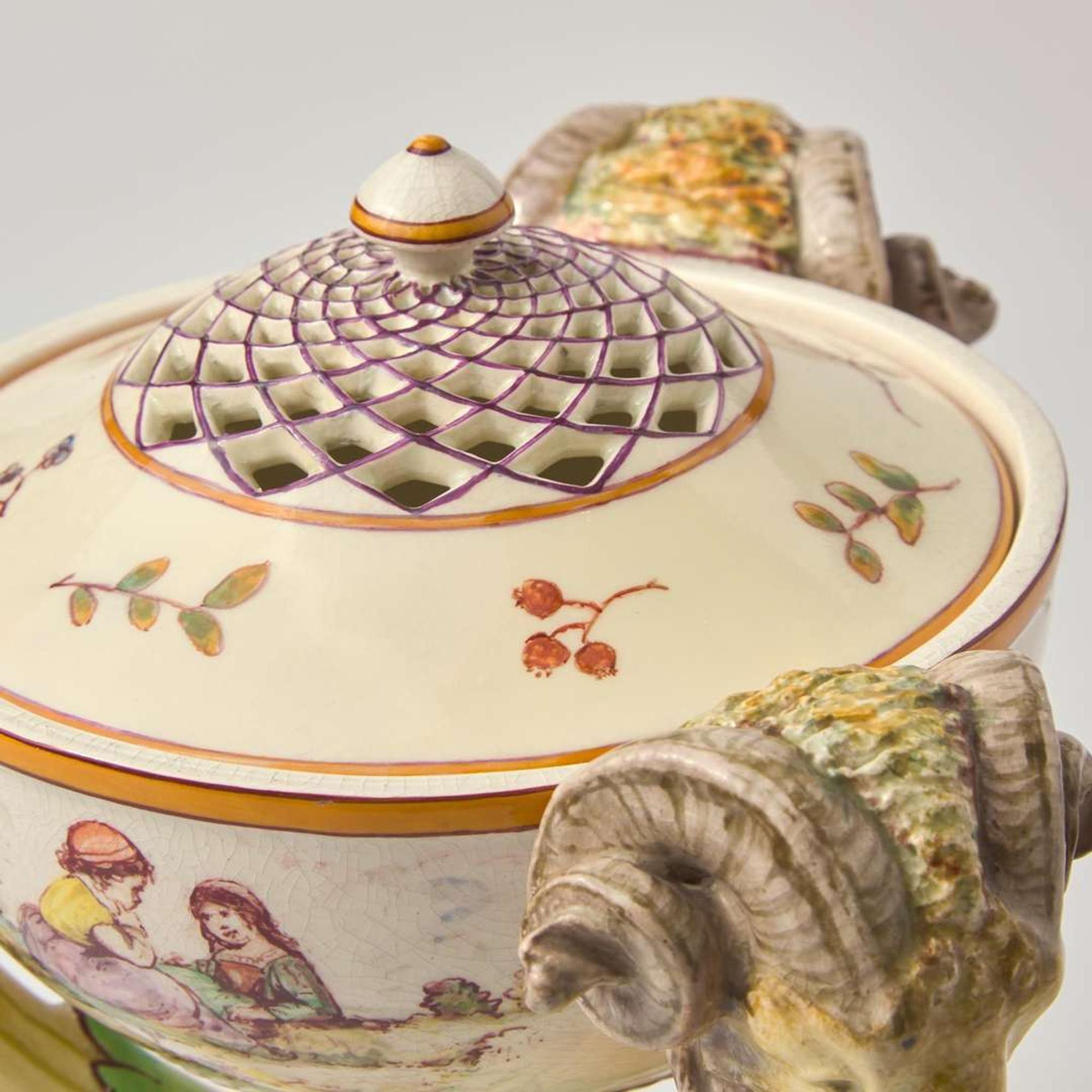 A Wedgwood Emile Lessore (1805-1876) Decorated Queensware Pastile Burner UK, circa 1870