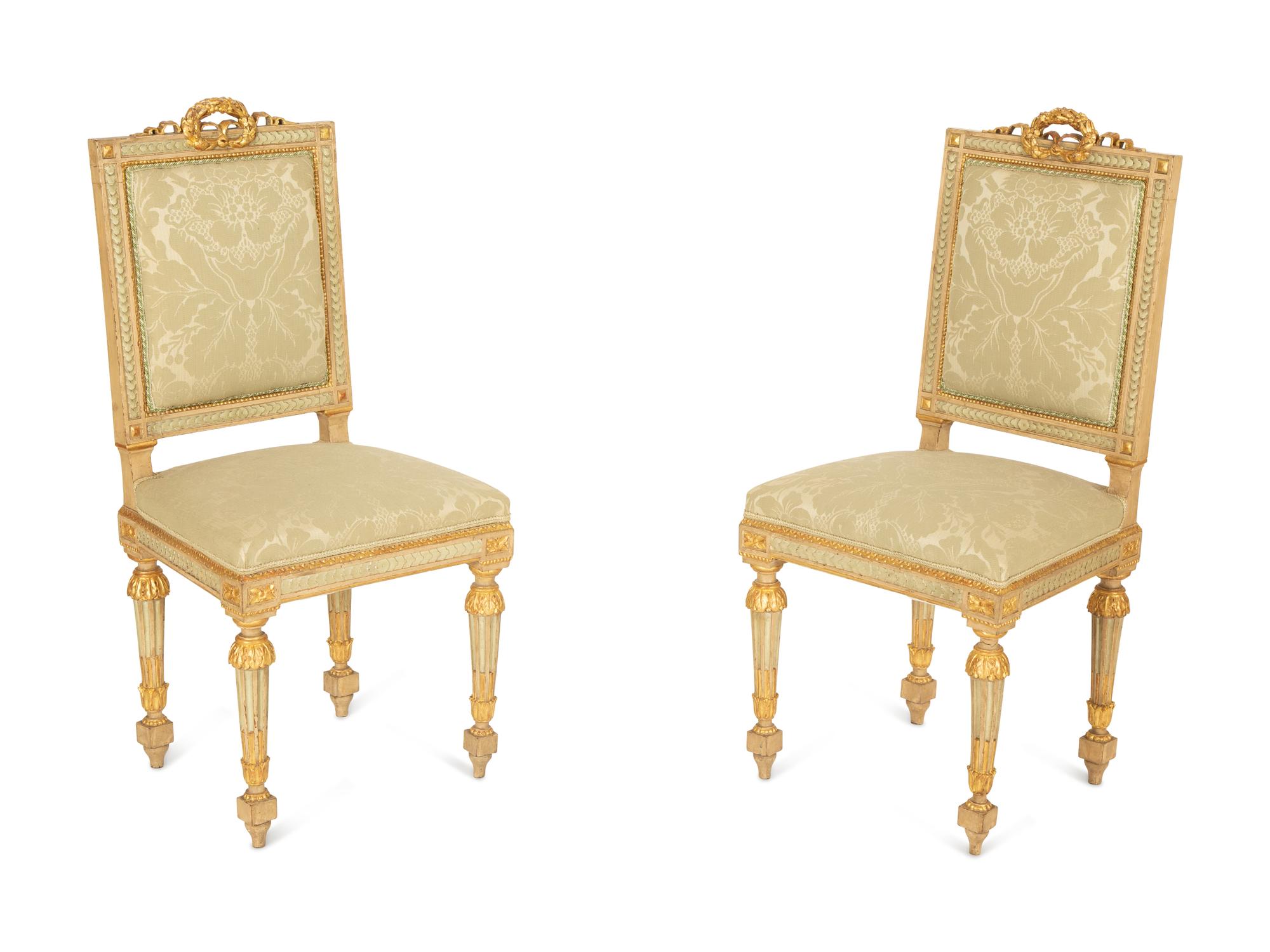 A Six-Piece Louis XIV Style Painted and Parcel Gilt Parlor Suite — 19th/20th Century