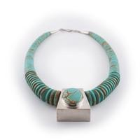 Lone Mountain Rolled Turquoise Necklace, with Sterling Silver Pendant