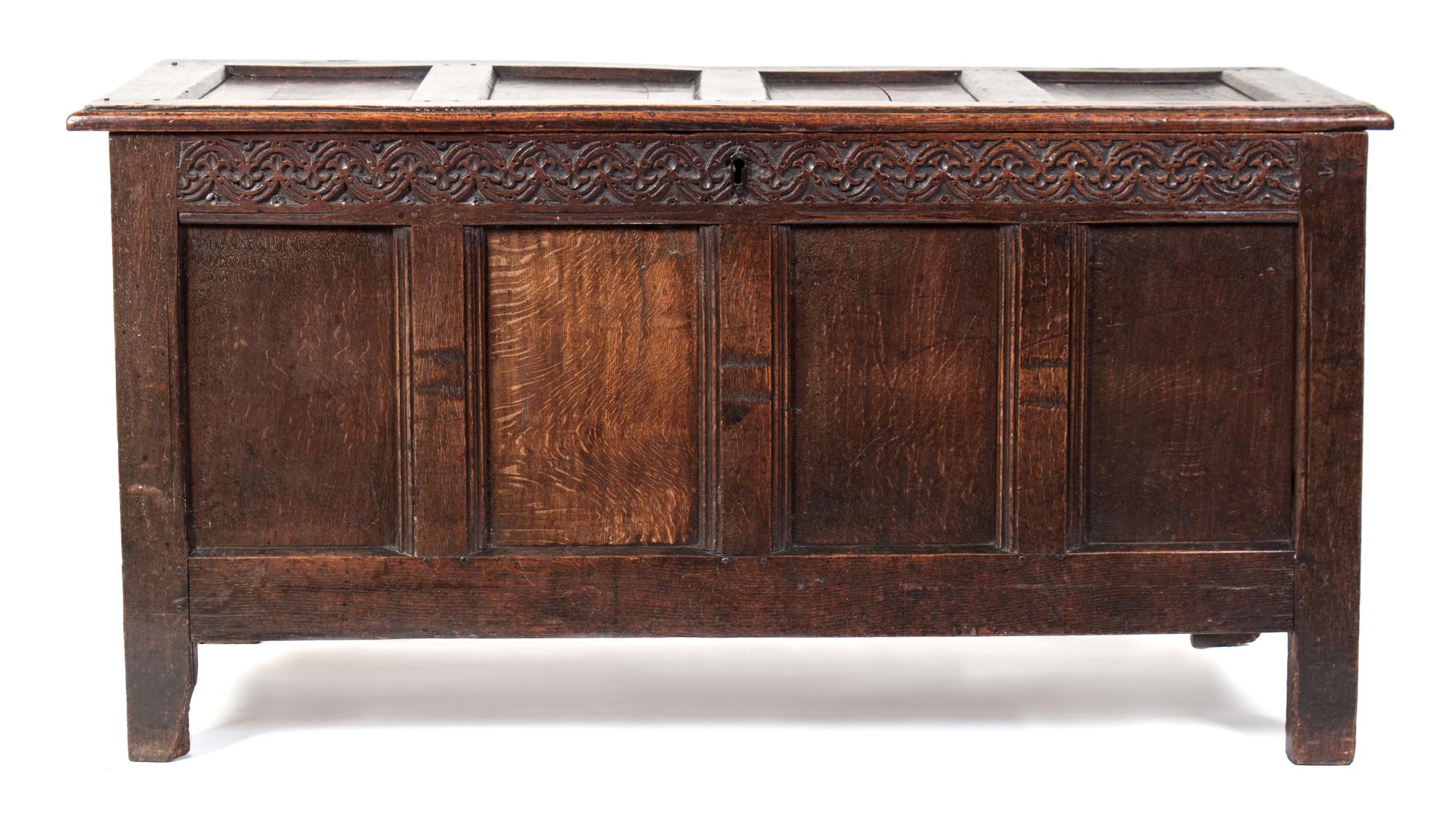 An English Oak Chest Height 29 x width 57 x depth 23 inches.