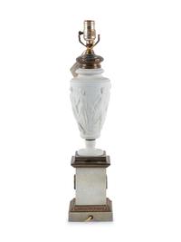 A Neoclassical Bisque Porcelain and Gilt Metal Mounted Table Lamp