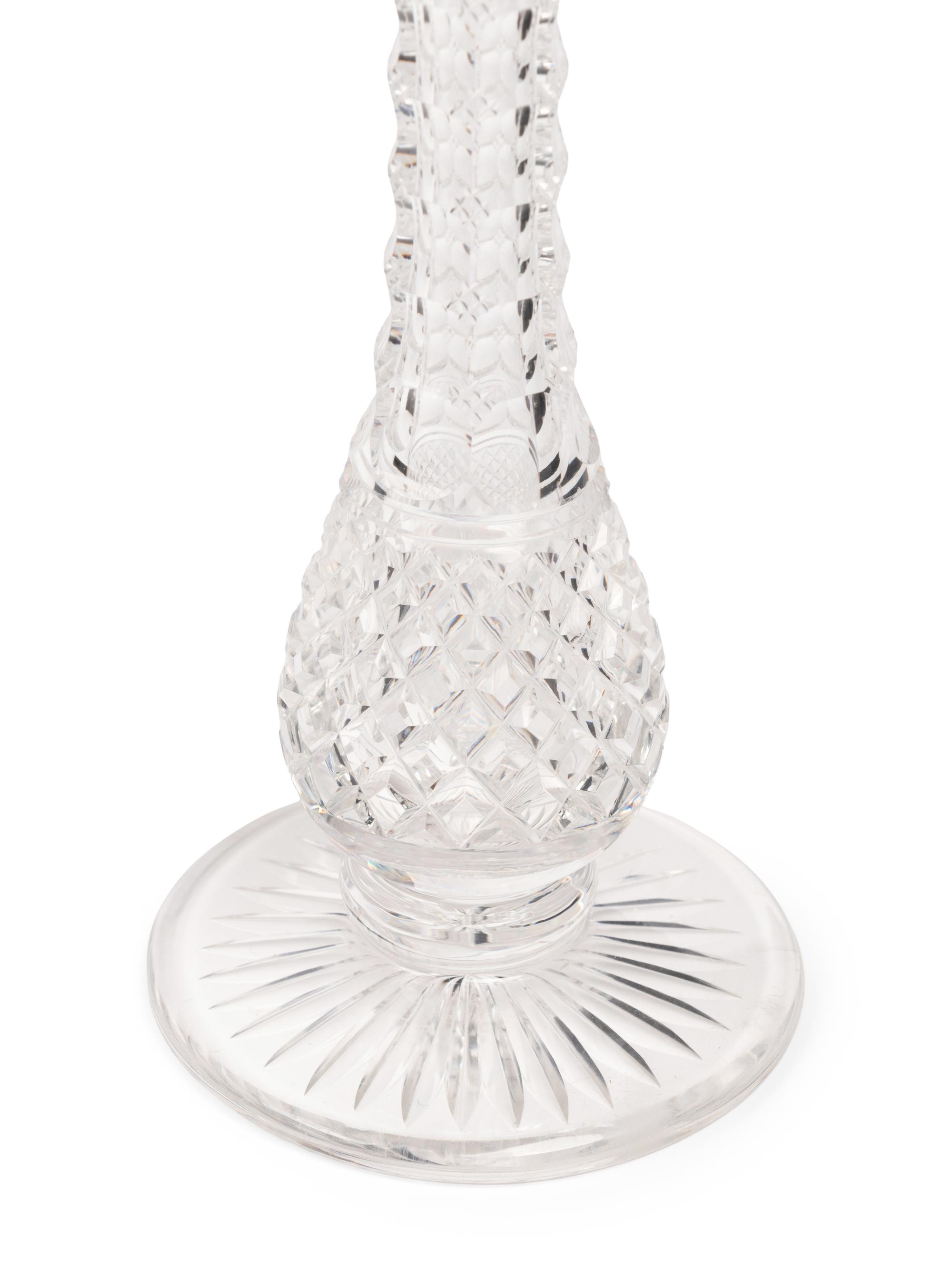 Five Edwardian Cut-Glass "Cricklite" Candelabra