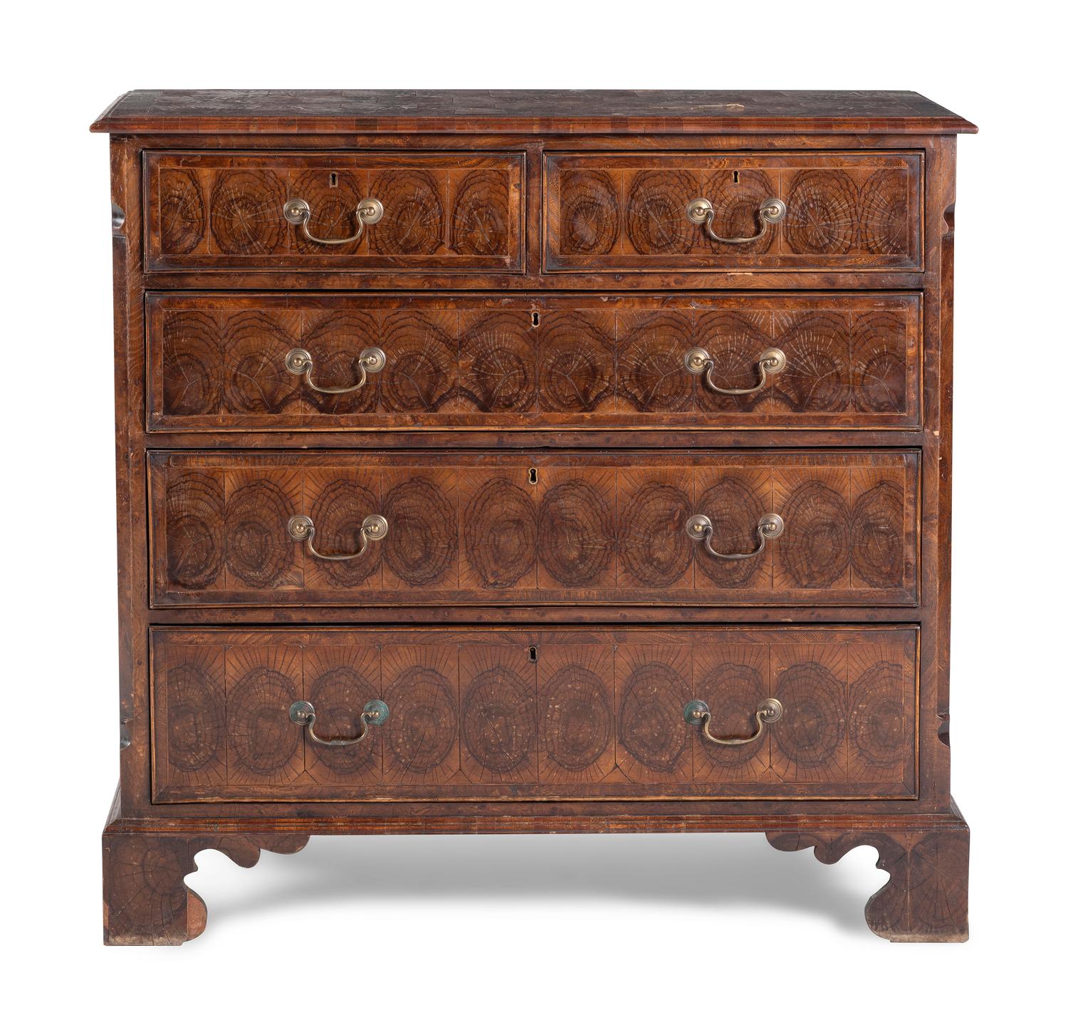 A George III Oysterwood-Veneered Chest of Drawers