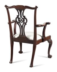 A George III Carved Walnut Open Armchair
