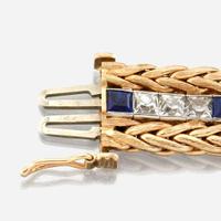A sapphire, diamond, platinum, and gold bracelet