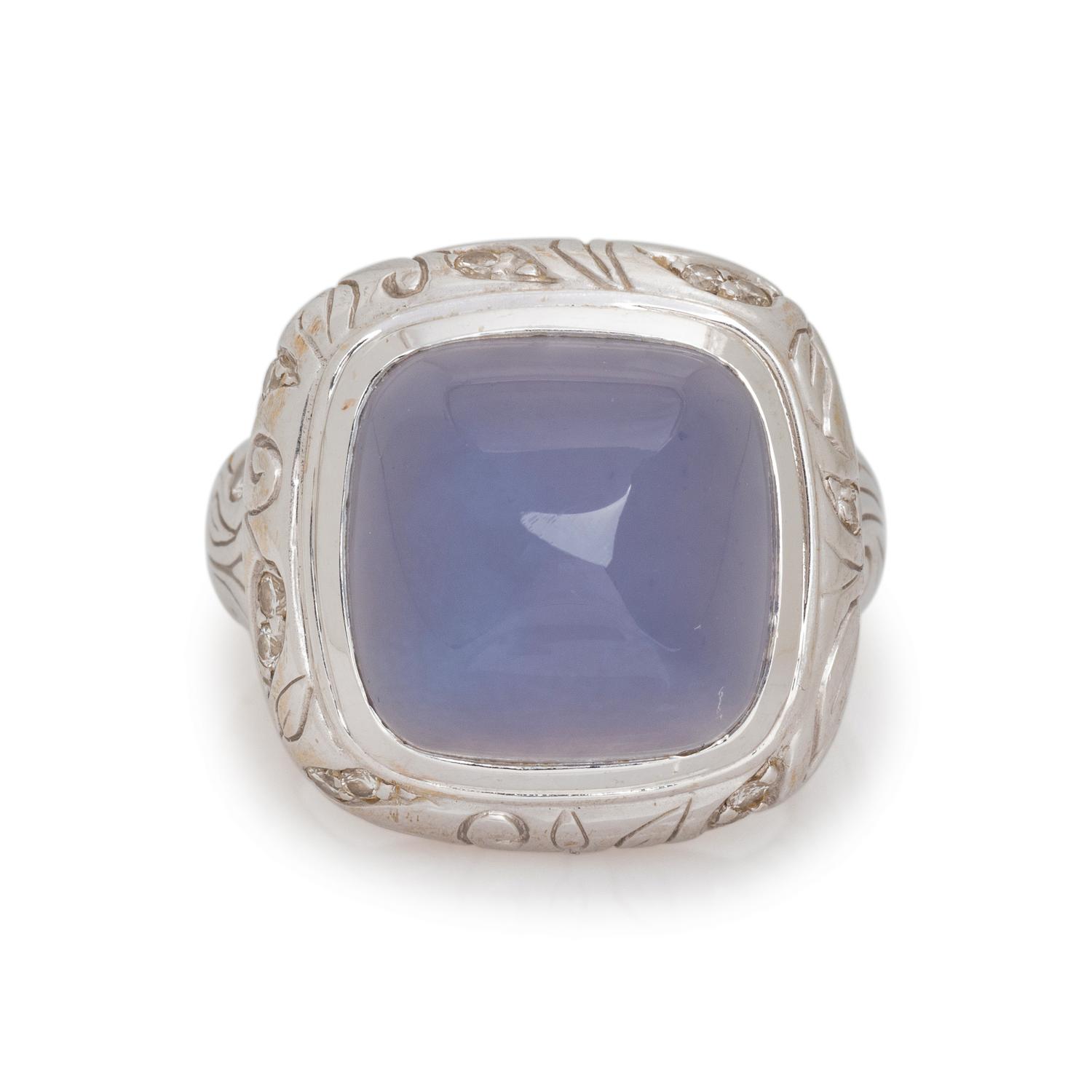 WHITE GOLD AND BLUE CHALCEDONY SET
