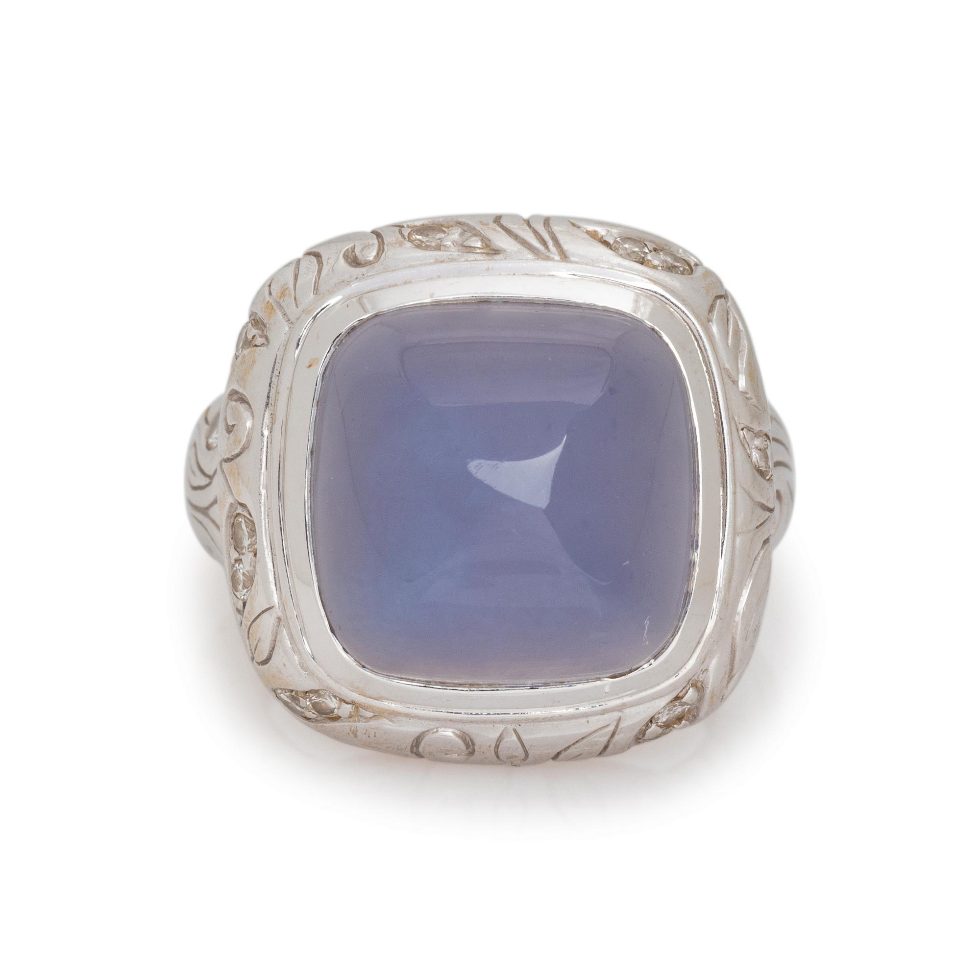 WHITE GOLD AND BLUE CHALCEDONY SET