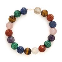 Multigem Carved Beaded Necklace
