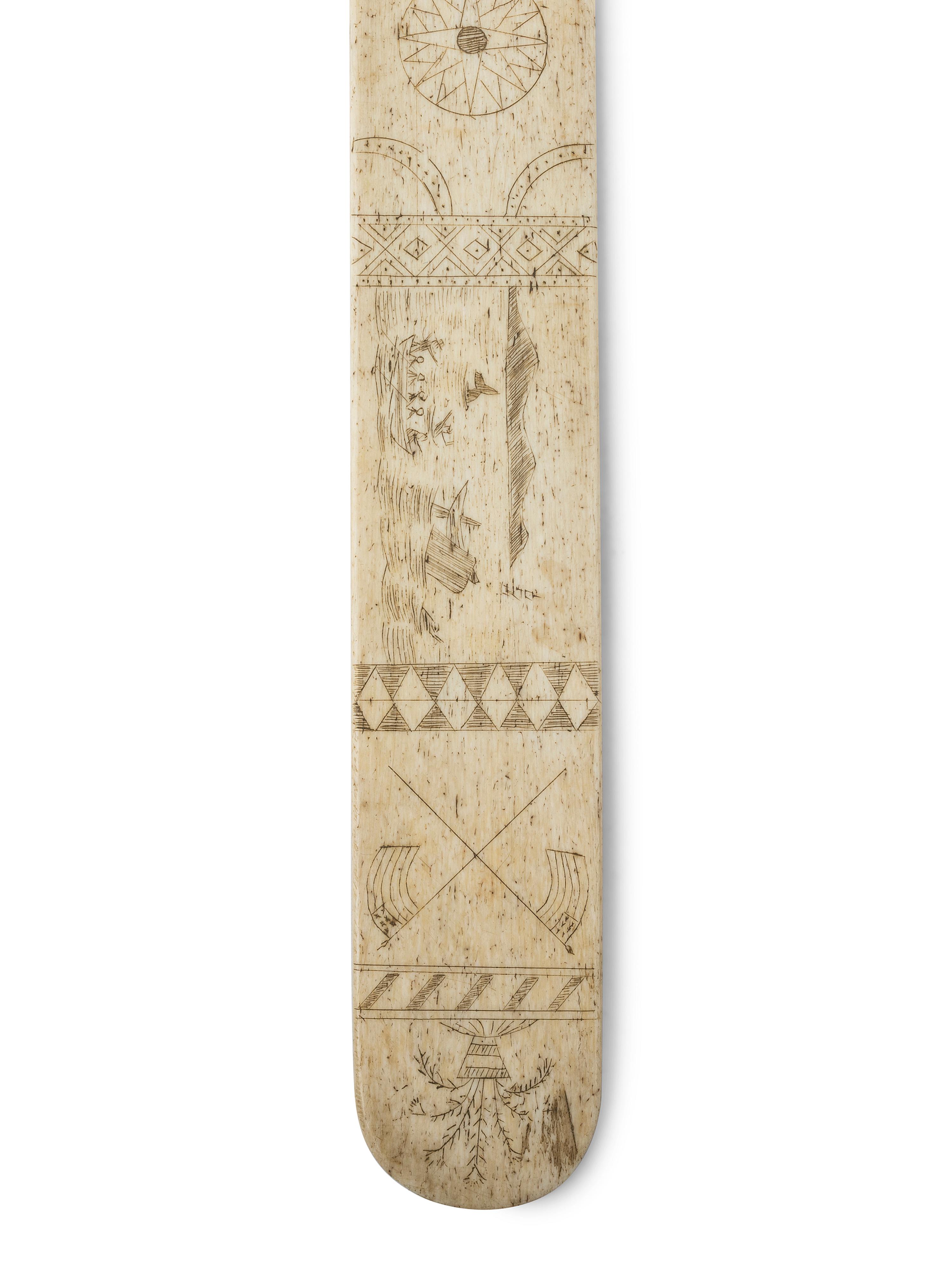 A Scrimshaw Corset Busk with Whale Hunting Scene