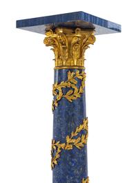 A Pair of Louis XV Style Gilt Bronze Mounted Lapis Lazuli Pedestals