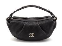 A Chanel Dark Grey Quilted Caviar Leather Bag, 13 x 7 x 4 inches.