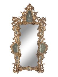 An Italian Silvered Wood and Etched Glass Mirror