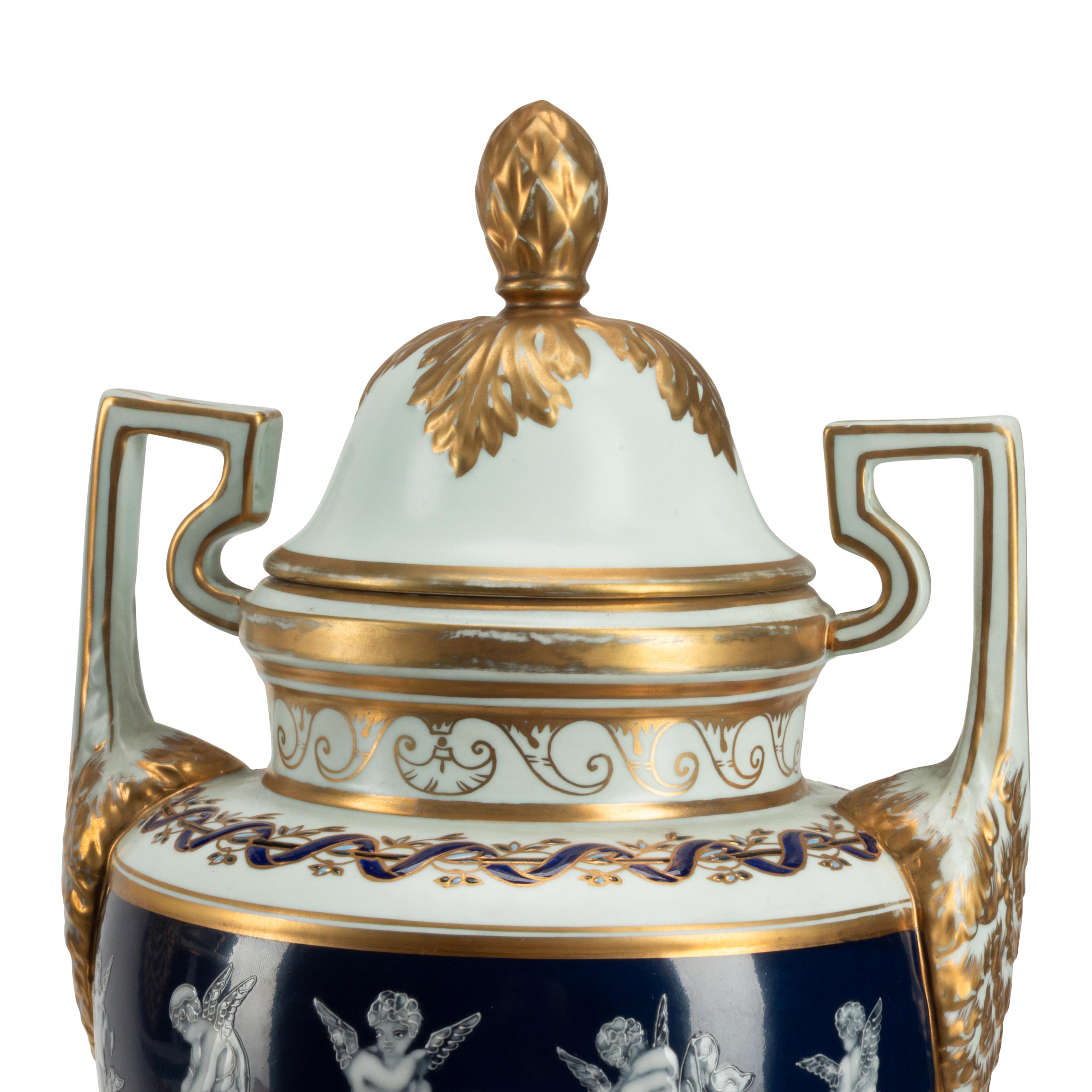 A Pair of Pâte-sur-Pâte Urns