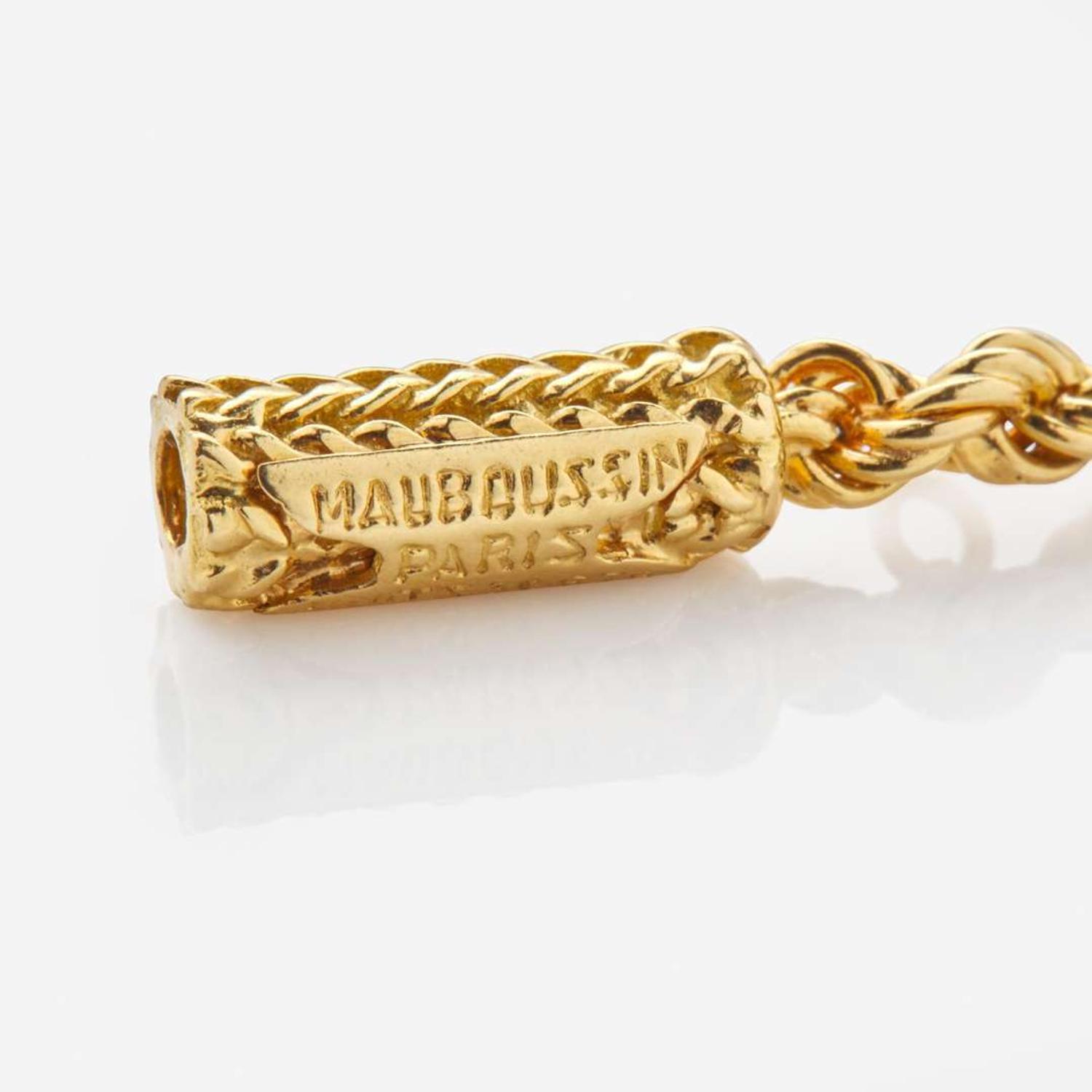 A Vintage Mauboussin Paris 18K Yellow Gold and Diamond Necklace
