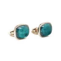 WHITE GOLD AND INDICOLITE TOURMALINE CUFFLINKS
