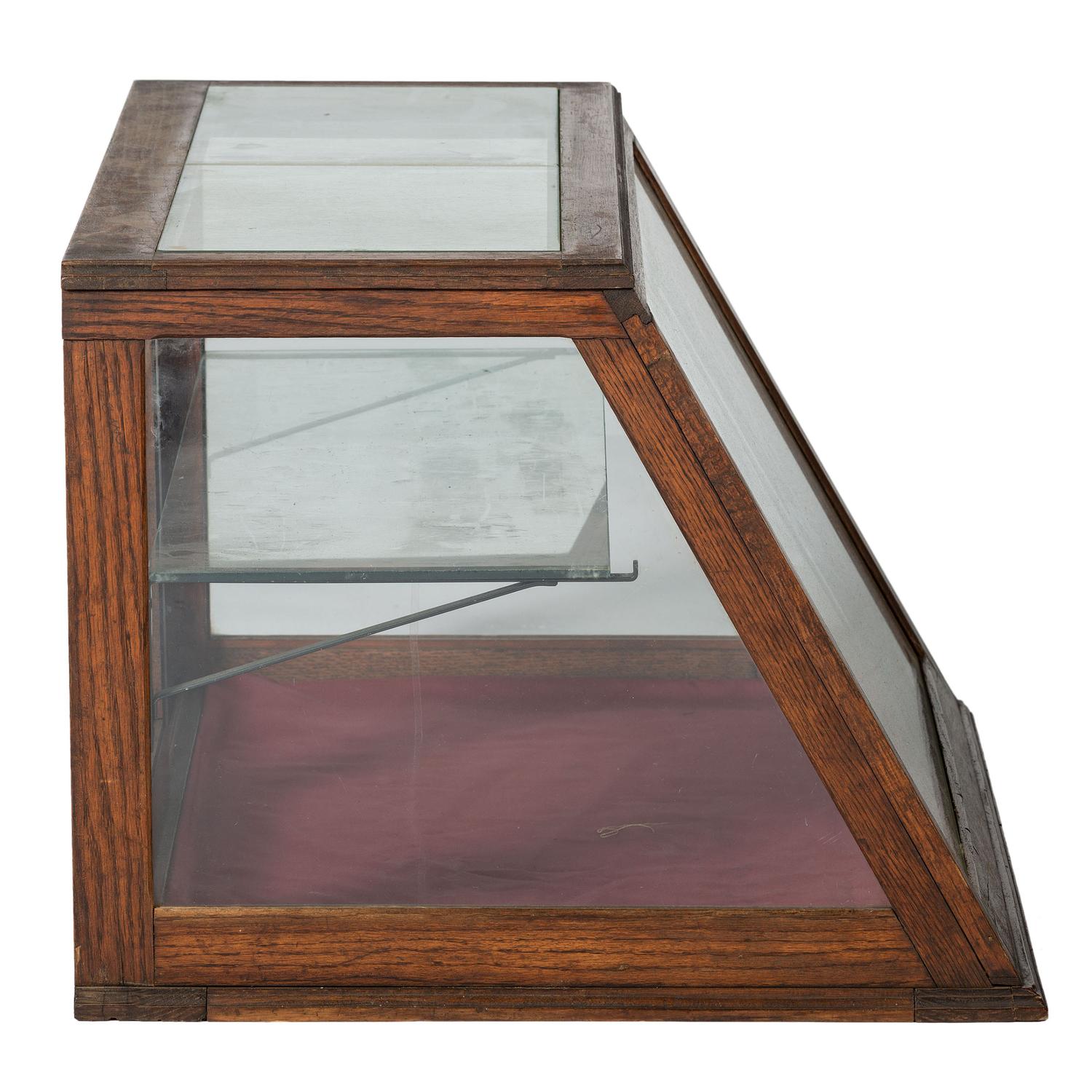 An Oak Frame Slant-Front Countertop Display Case
