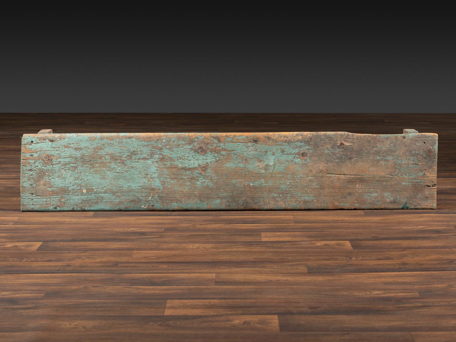 A Primitive Country Blue Painted Pine Bucket Bench