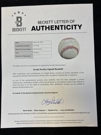A Sandy Koufax Single Signed Autograph Baseball (Beckett Authentication Services Letter)