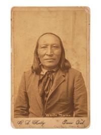 [NATIVE AMERICANS]. Cabinet card of White Swan. Pierre, Dakota: R.L. Kelly, ca 1880s.