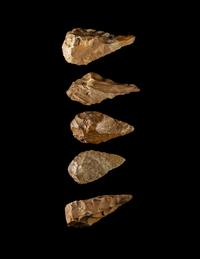 Five Paleolithic Flint Hand Axes