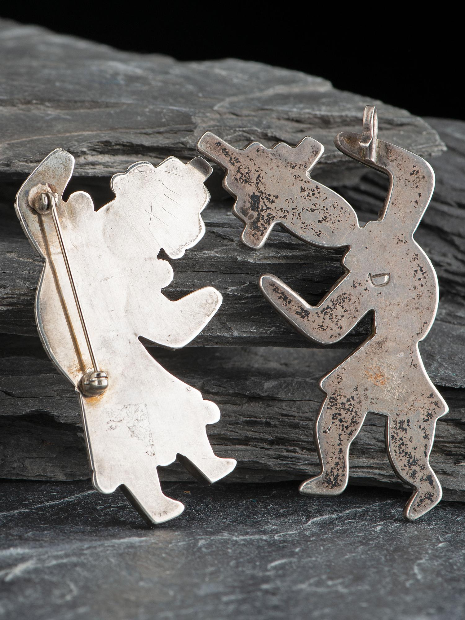 Zuni Mosaic Inlay Rainbow Man Pin and Pendant