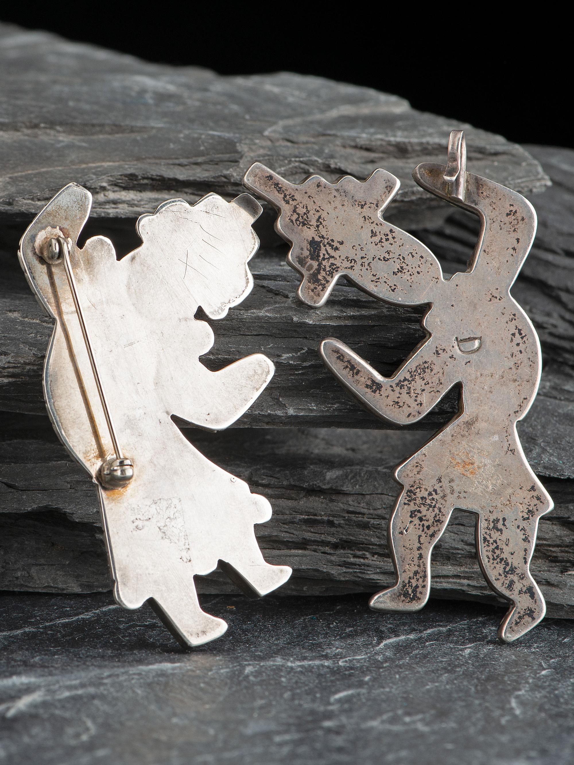 Zuni Mosaic Inlay Rainbow Man Pin and Pendant