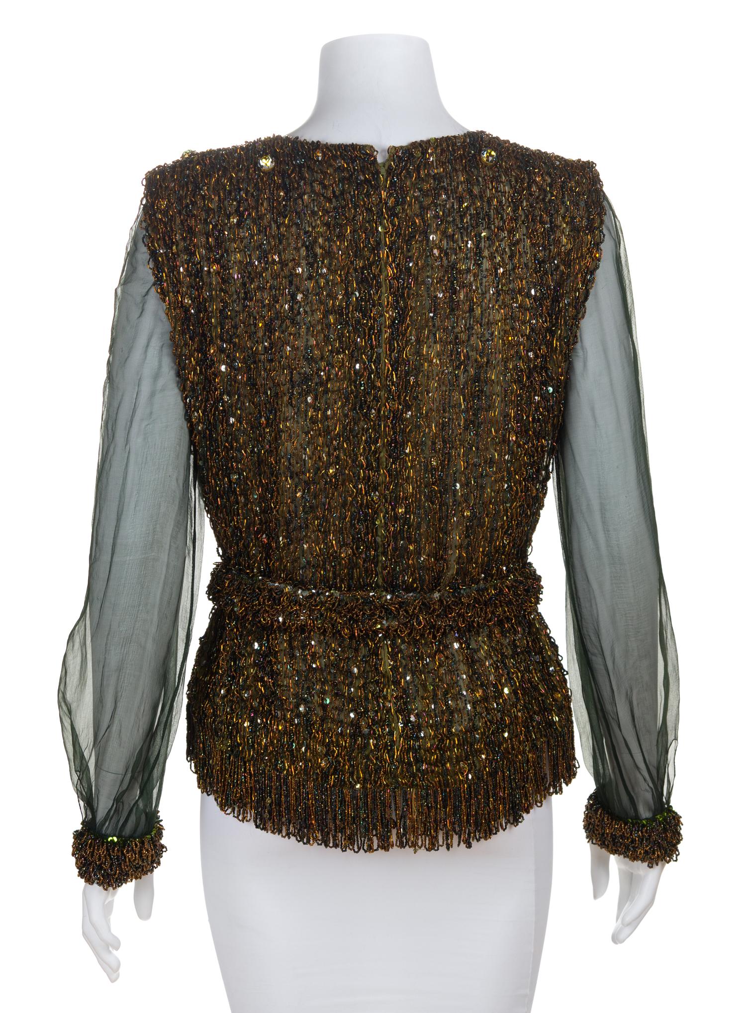 An Yves Saint Laurent Sequin Evening Blouse, No size.