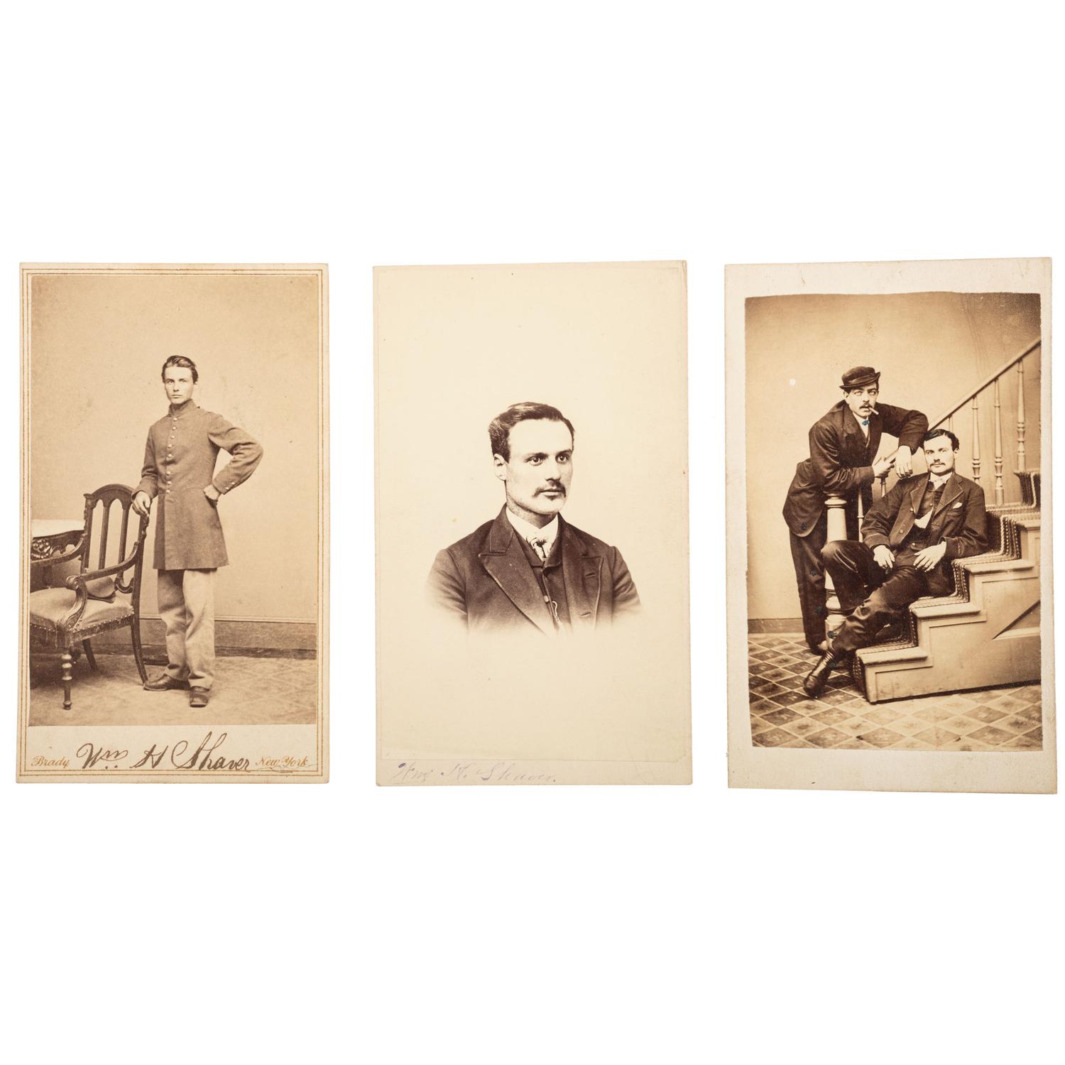 A group of items identified to Private William H. Shaver, Battery M, 2nd Pennsylvania Heavy Artillery, highlighted by war-date tintypes, CDVs, and army mess gear.